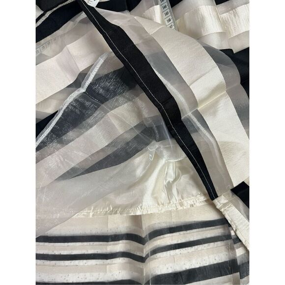 Moon Womens Lined Organza Circle Midi Skirt White Black Striped Sz S - Picture 15 of 15